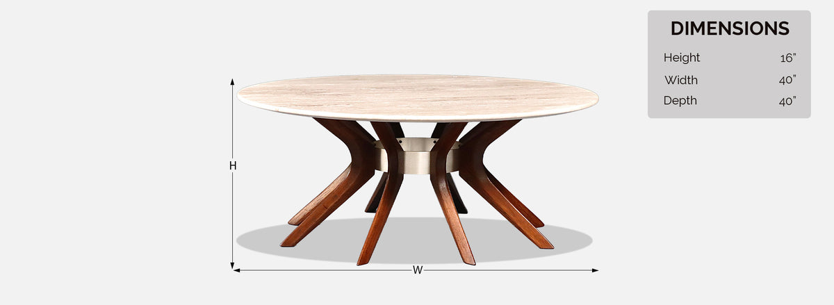 Broyhill "Brasilia "Cathedral Coffee Table w/ Roman Travertine Top