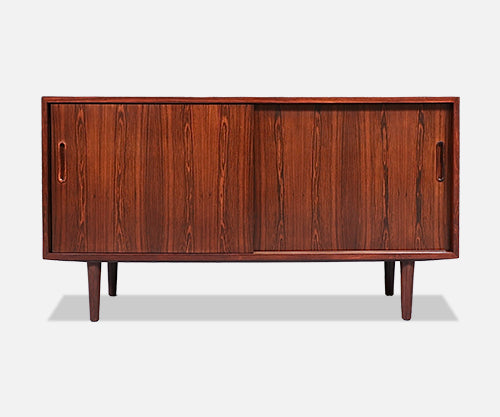 Danish Modern Rosewood Credenza w/ Sliding Doors by Carlo Jensen