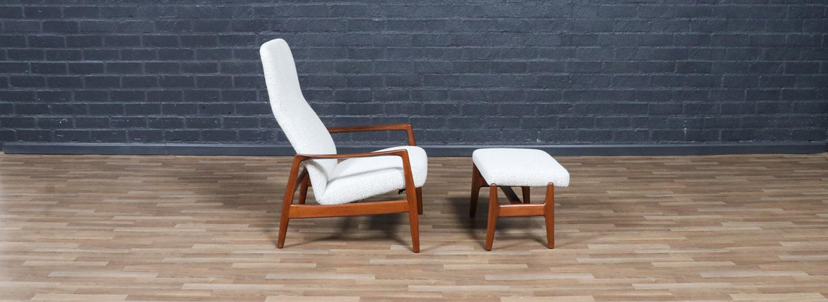 Folke Ohlsson Model-1032 Reclining Chair w/ Ottoman for Dux
