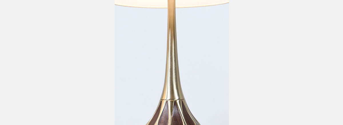 Mid-Century Sculpted Brass Tables Lamp by Laurel
