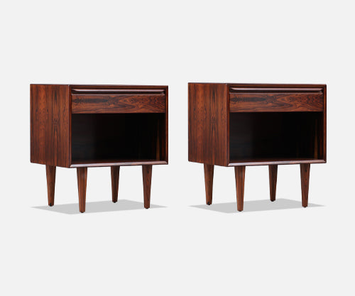 Mid-Century Rosewood Night Stands with Bookcase by Westnofa