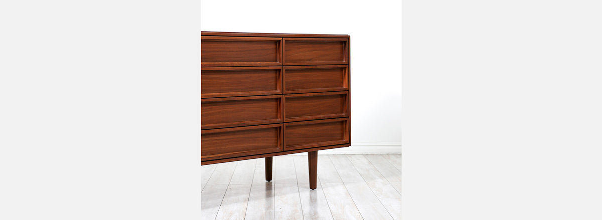 John Keal 12-Drawers Walnut Dresser for Brown Saltman
