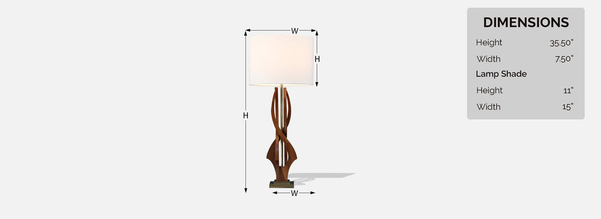 Mid-Century Modern Sculpted Spiral Walnut Table Lamp