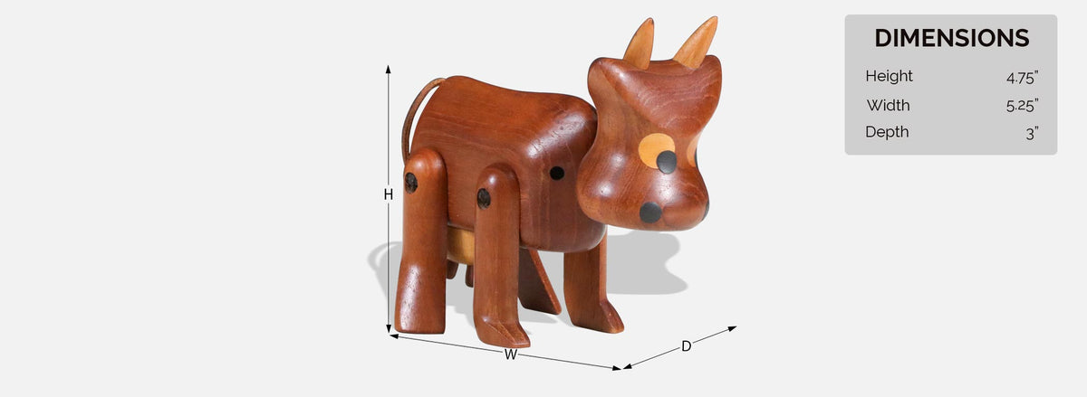 Danish Modern Teak Cow Figurine Sculpture by Sveistrup