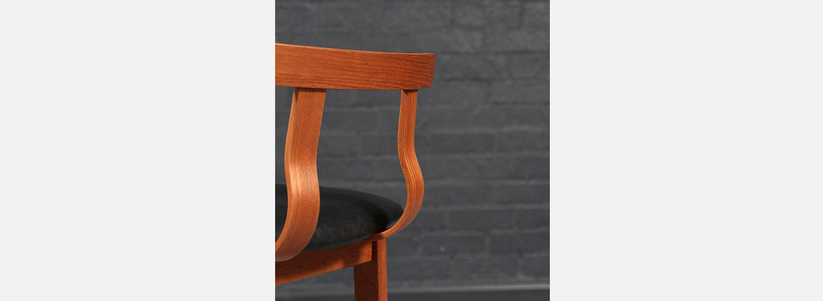 Danish Modern Teak & Leather Bar Stools by Korup Stolefabrik