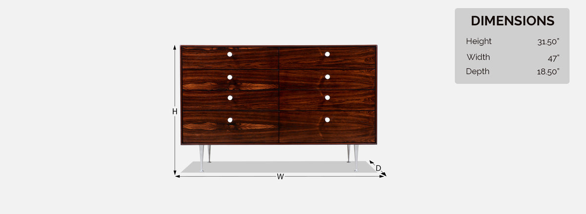 George Nelson "Thin Edge" Model-5221 Rosewood Dresser for Herman Miller