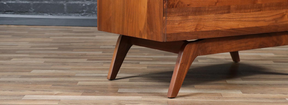 Mid-Century Modern Sculpted Walnut Highboy Dresser