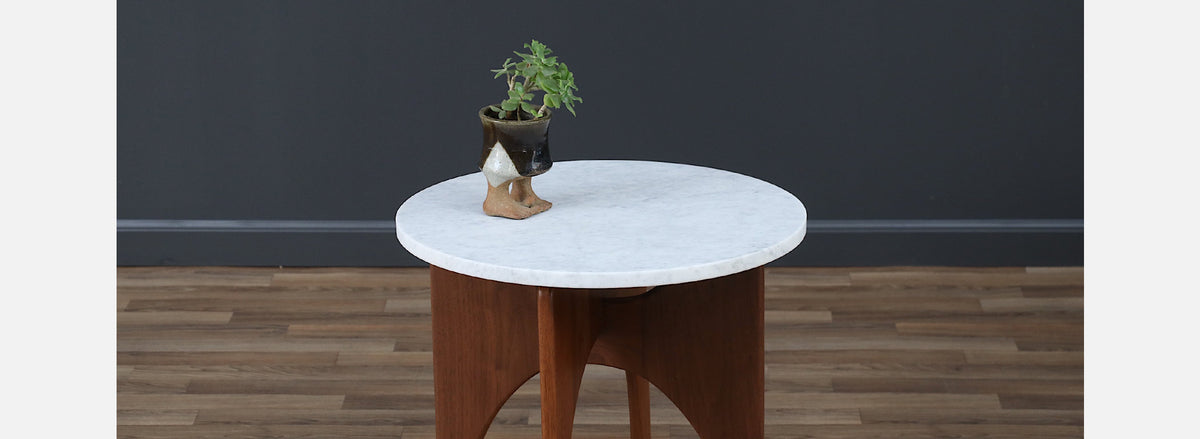 Mid-century Modern Side Tables with Carrara Marble Top