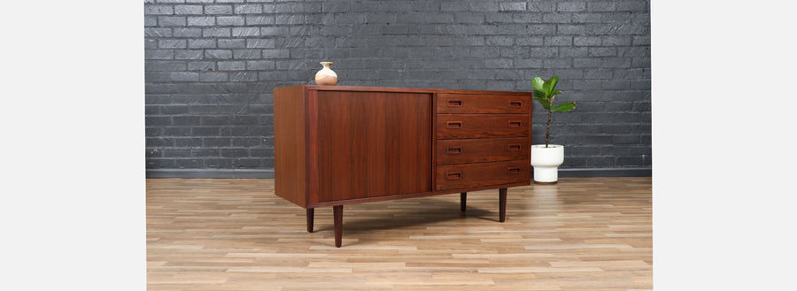 Carlo Jensen Tambour-Door Rosewood Credenza for Hundevad 