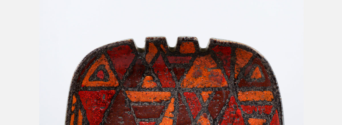 Alvino Bagni Italian Glazed Ceramic Ash Tray Plate for Raymor