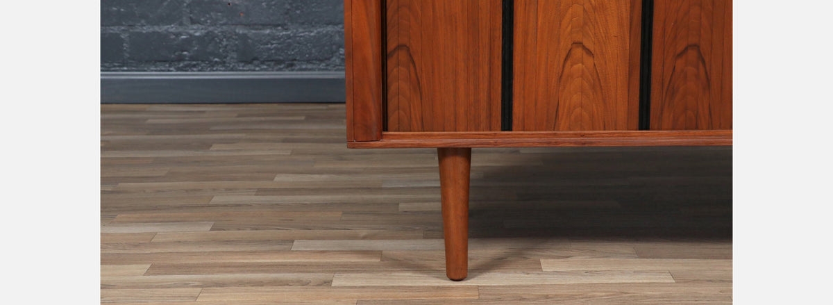 California Modern Tambour-Door Walnut Credenza by Barzilay