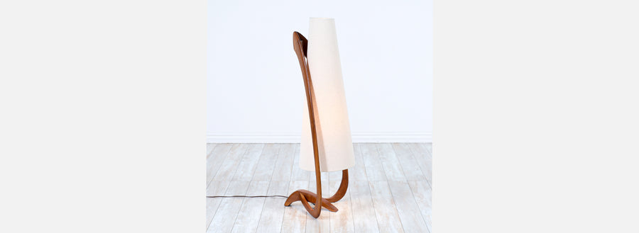Mid-Century Sculpted Walnut Floor Lamp by Modeline of California