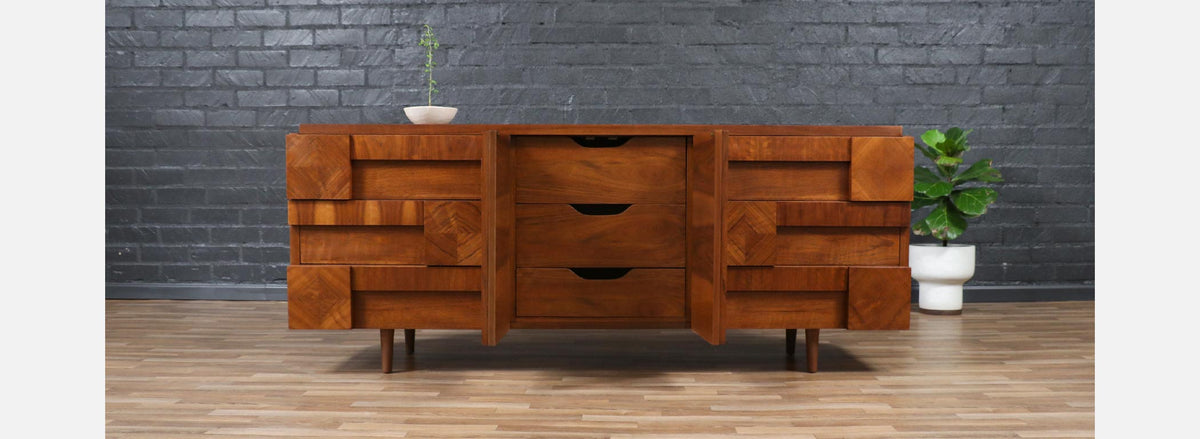 Mid-Century "Staccato" Brutalist Dresser by Lane