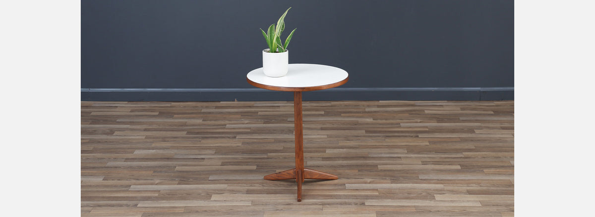 Mid-Century Modern Sculpted Walnut Tripod Side Table