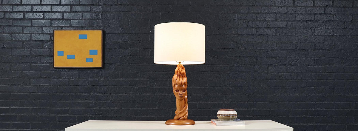 Mid-Century Modern Sculpted Woman Figure Table Lamp by Lighthouse Co.