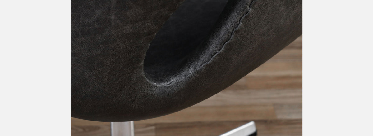 Vintage Arne Jacobsen Grey Leather "Swan" Chair for Fritz Hansen