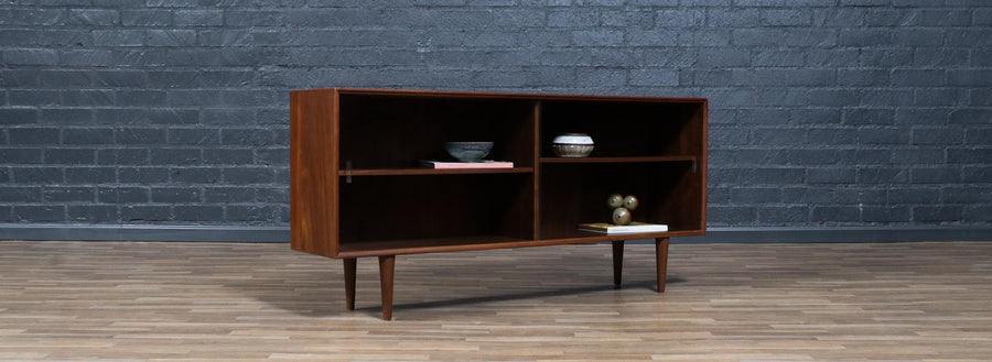 Vintage Mid-Century Walnut & Glass Bookcase