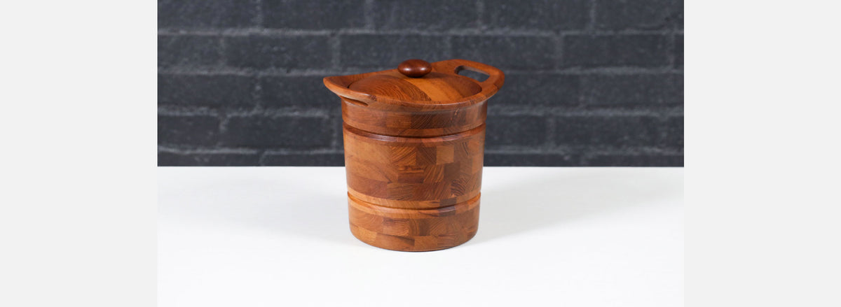 Danish Modern Sculpted Teak Ice Bucket by ESB