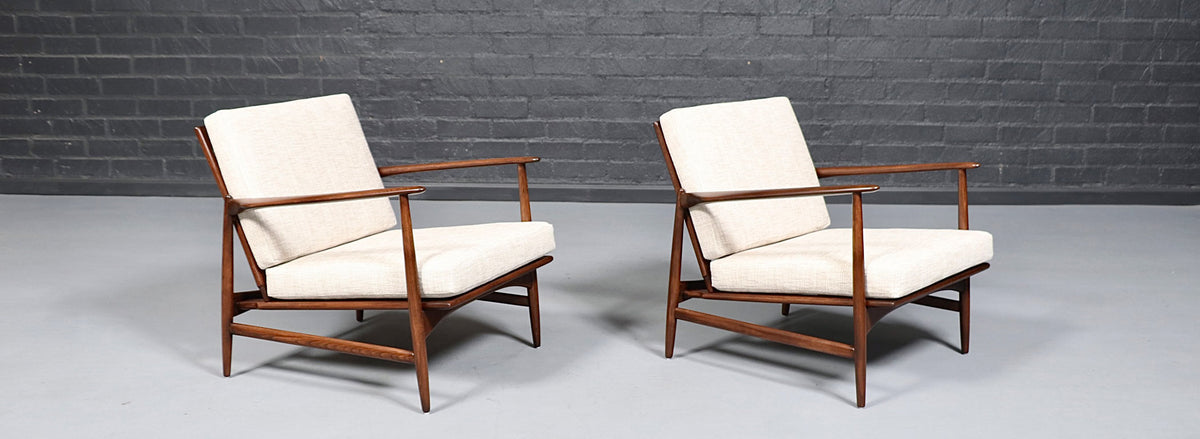 Pair of Ib Kofod Larsen “Spear” Lounge Chairs for Selig