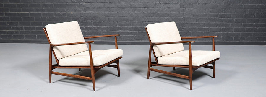 Pair of Ib Kofod Larsen “Spear” Lounge Chairs for Selig