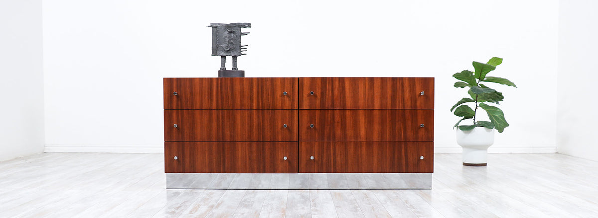 Milo Baughman Rosewood & Chrome Dresser for Thayer Coggin