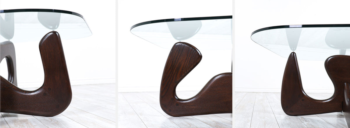 Mid-Century Modern Biomorphic Coffee Table with Glass Top 