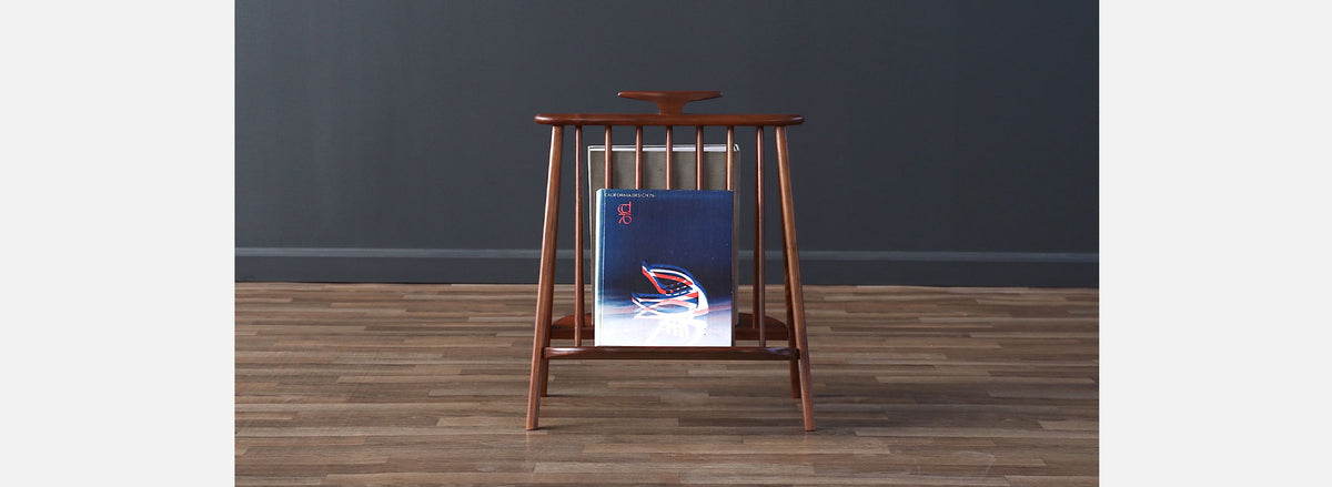 Arthur Umanoff Walnut Sculpted Magazine Rack for Washington Woodcraft 