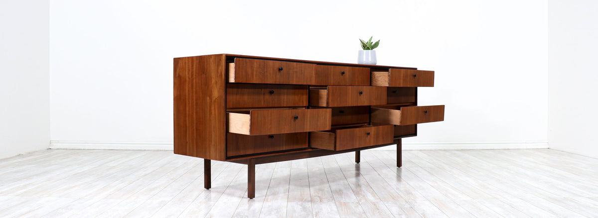 Jack Cartwright 12-Drawer Walnut Dresser for Founders Co.