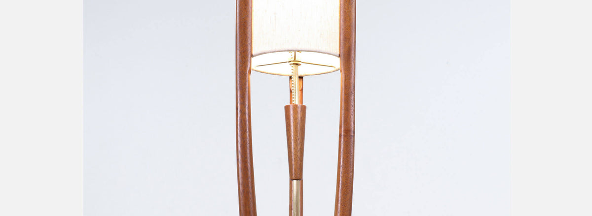John Keal Sculpted Walnut Trident-Style Table Lamp for Modeline