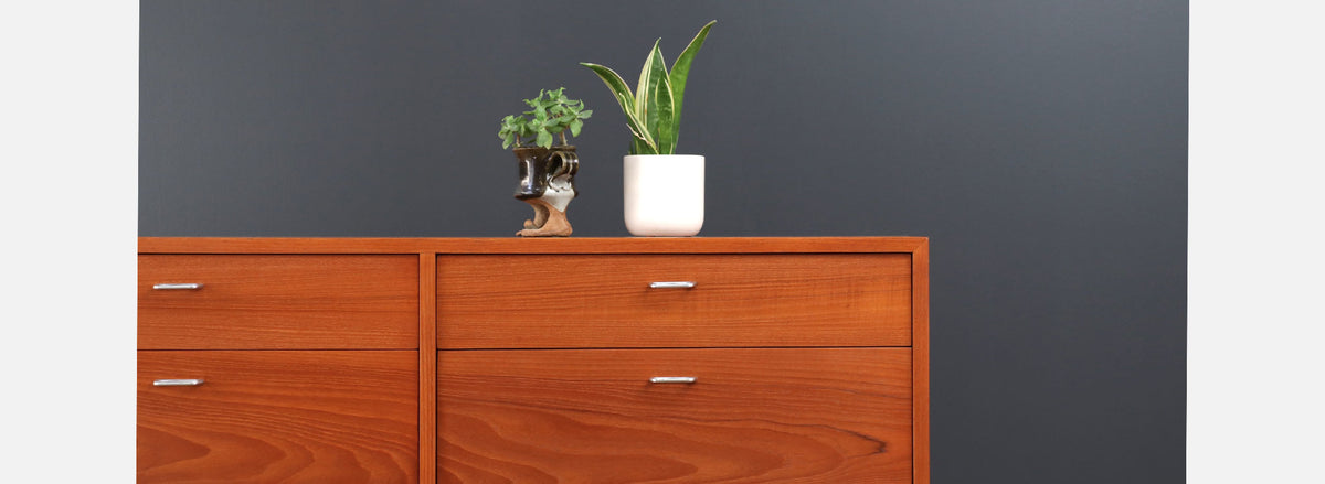 Danish Modern 9-Drawer Teak Dresser with Steel Pulls