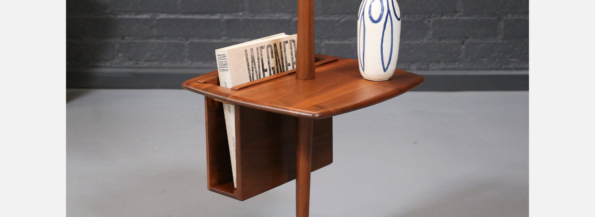Laurel Floor Lamp w/ Removable Magazine Holder & Tray Table