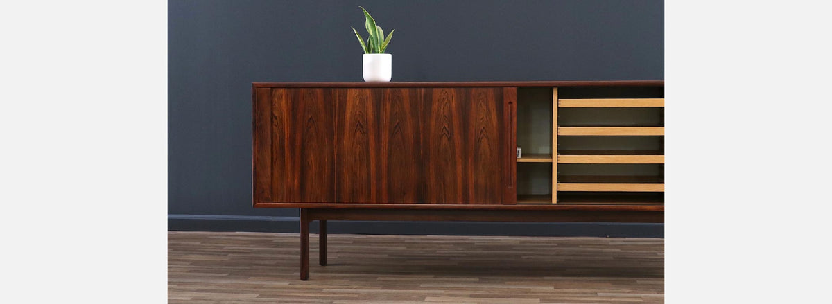 Danish Modern Rosewood Tambour-Doors Credenza by Georg Petersens