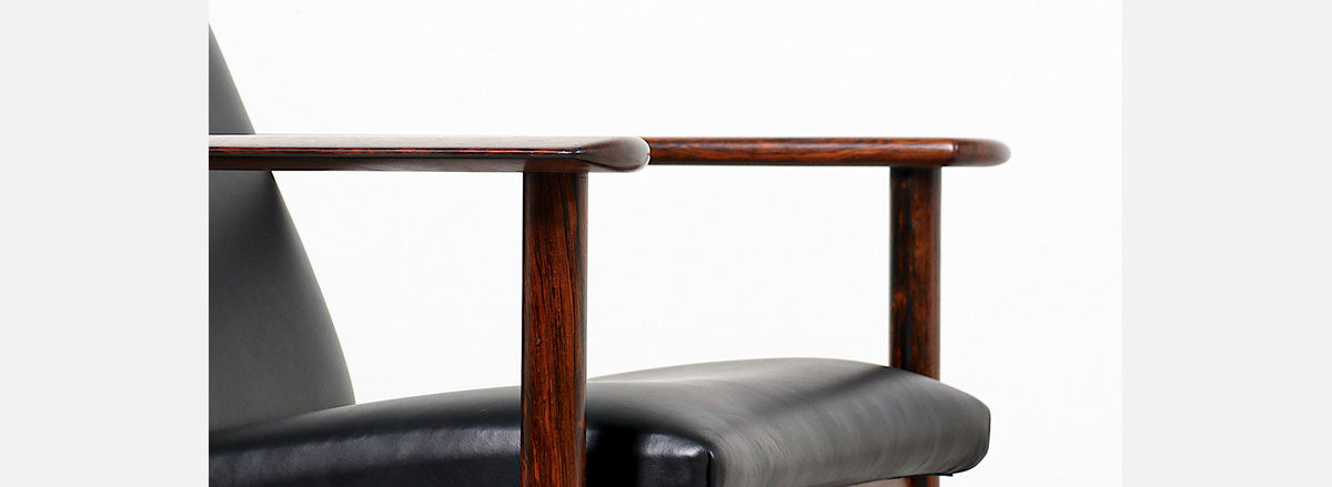 Nordic Modern Sculpted Rosewood Reclining Lounge Chair