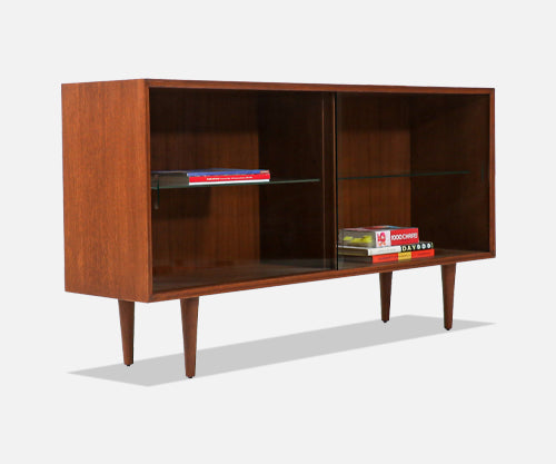 Paul Laszlo Bookcase with Glass Doors for Brown Saltman