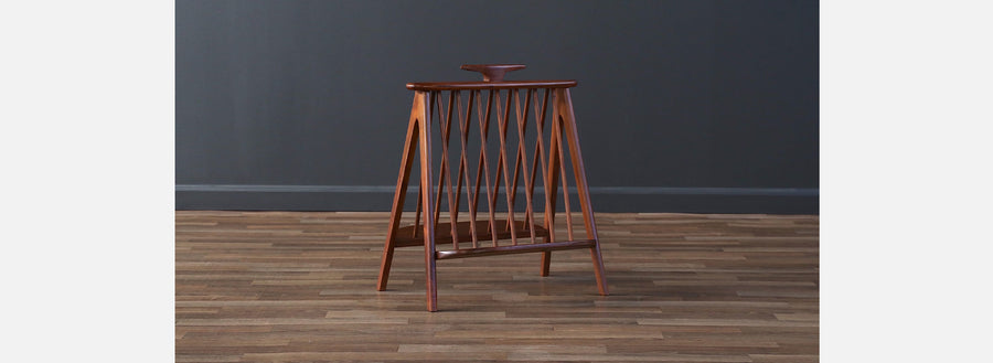Arthur Umanoff Walnut Sculpted Magazine Rack for Washington Woodcraft 