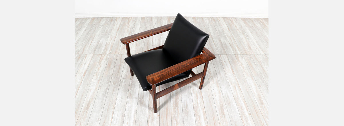 Nordic Modern Sculpted Rosewood Reclining Lounge Chair