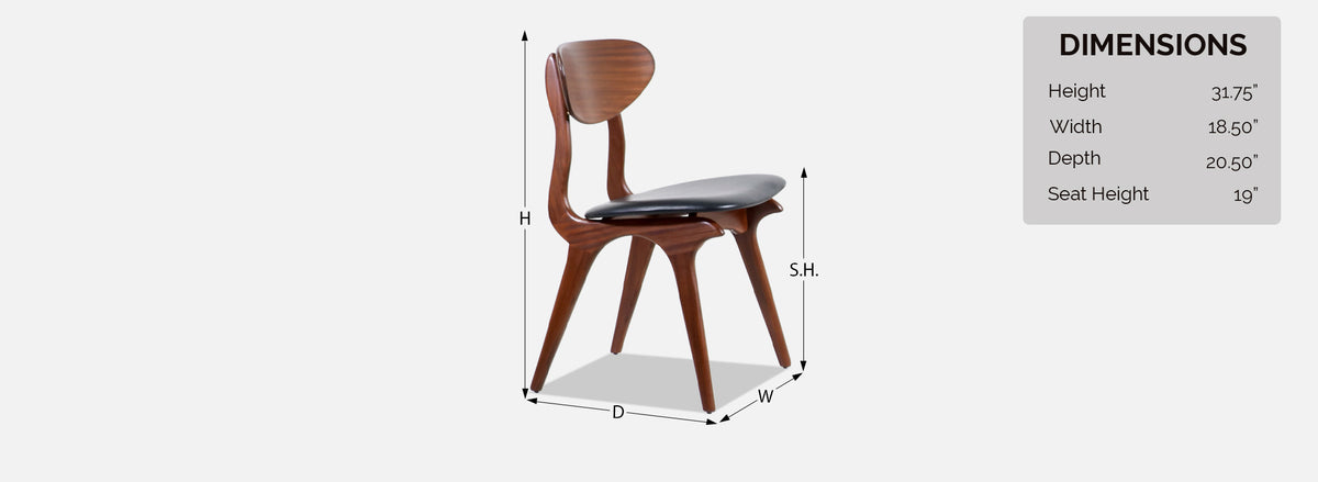 Louis van Teeffelen Sculpted Teak & Leather Dining Chairs for Webe