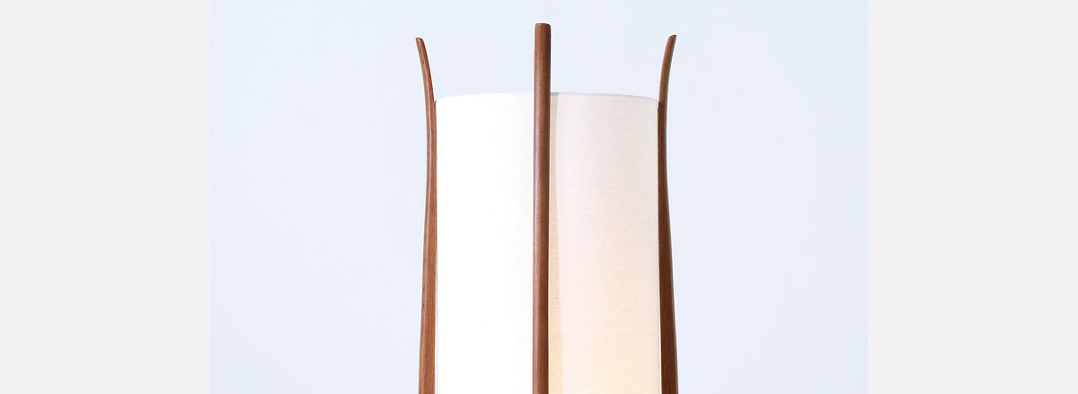 Mid-Century Modern Sculpted Floor Lamp with New Linen Shade