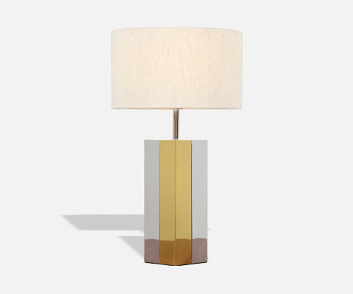 Mid-Century Modern Chrome & Brass Table Lamp