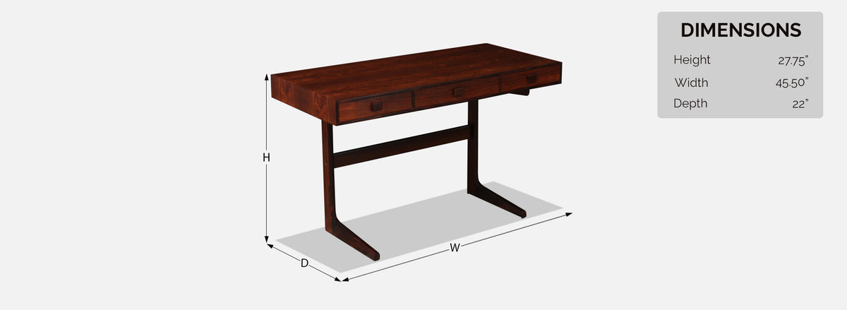 Danish Cantilever Floating Rosewood Desk by Georg Petersens