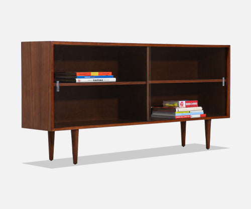 Mid-Century Modern Walnut & Glass Bookcase