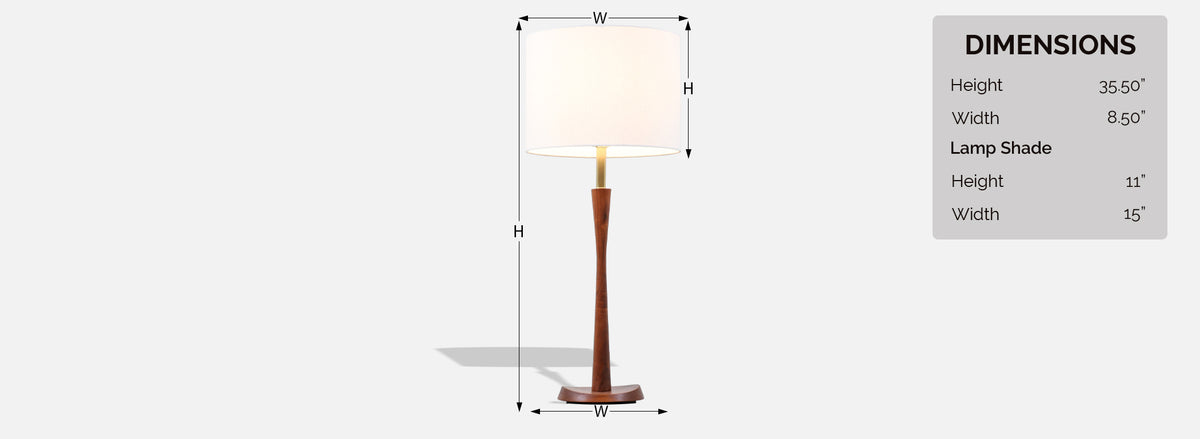 Mid-Century Modern Walnut & Brass Accent Table Lamp by Laurel