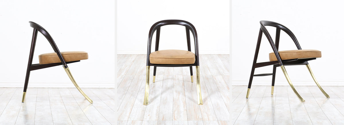 Edward J. Wormley Model-5481 "A" Chair with Brass Accents for Dunbar