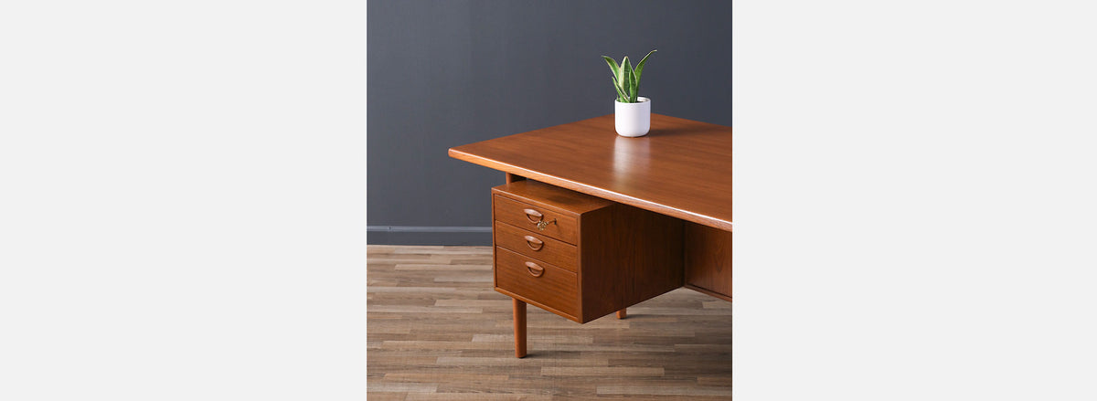 Kai Kristiansen Teak Desk with Bookcase for Feldballes Møbelfabrik