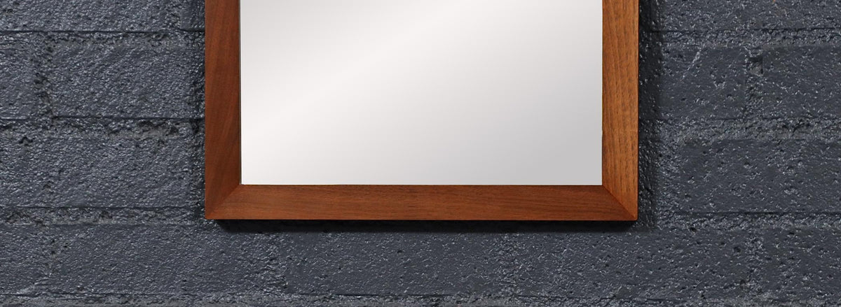 Mid-Century Modern Walnut Beveled Frame Arch Mirror