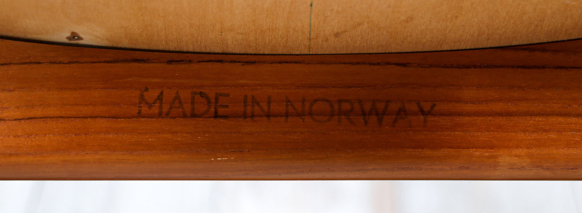 Norwegian Modern Sculpted Teak & Leather Arm Chairs by Gerhard Berg