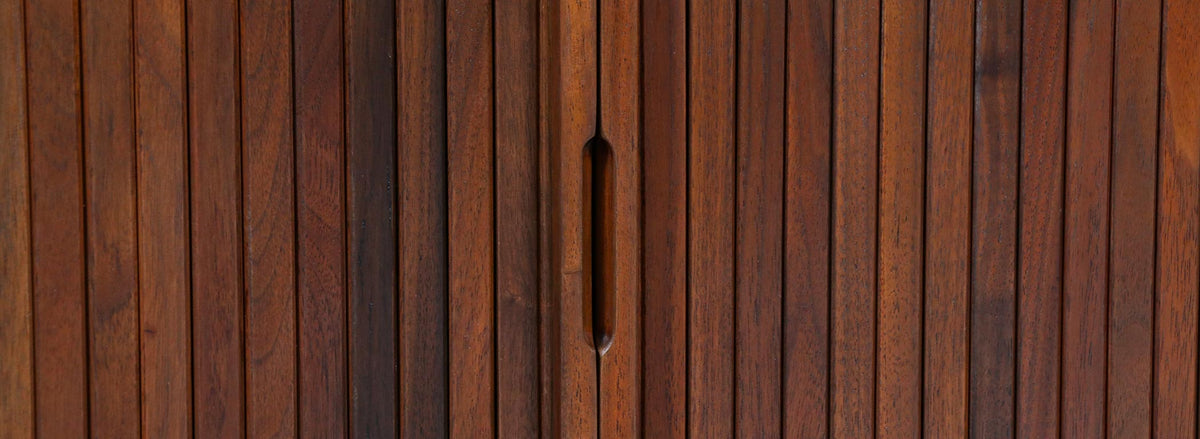 Californian Modern Low Profile Tambour-Door Credenza by Milo Baughman