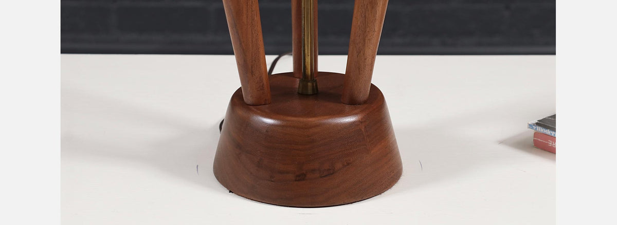 David Shreve Sculpted Walnut & Brass Table Lamp for V.H. Woolums