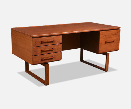Henning Jensen & Torbin Valeur Teak Desk with Bookcase for Dyrlund
