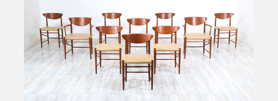 Peter Hvidt & Orla Mølgaard-Nielsen Teak & Leather Dining Chairs for Søborg Møbelfabrik 